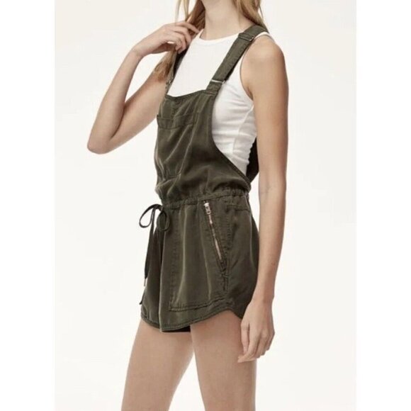 Aritzia Wilfred Free Size XS Beatriz Romper Overalls Shortalls Army Green Romper - Picture 1 of 14